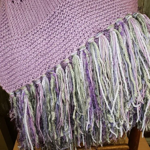 NEW Lavender Metallic Handmade Knitted Afghan Throw Hand Knit Gift Gifts Decor